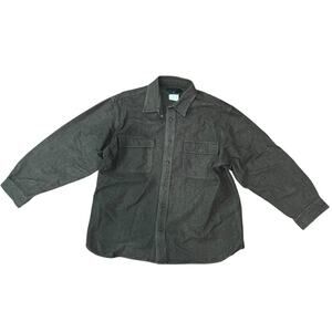 Field & Stream Heavy Cotton Button Front Shirt Green Mens Large